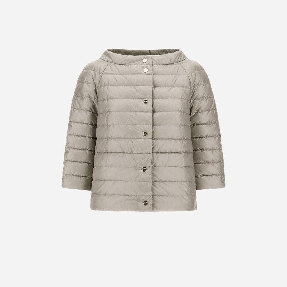 Herno REVERSIBLE CAPE NYLON ULTRALIGHT Down Jacket Two Sided grey/beige Size 40
